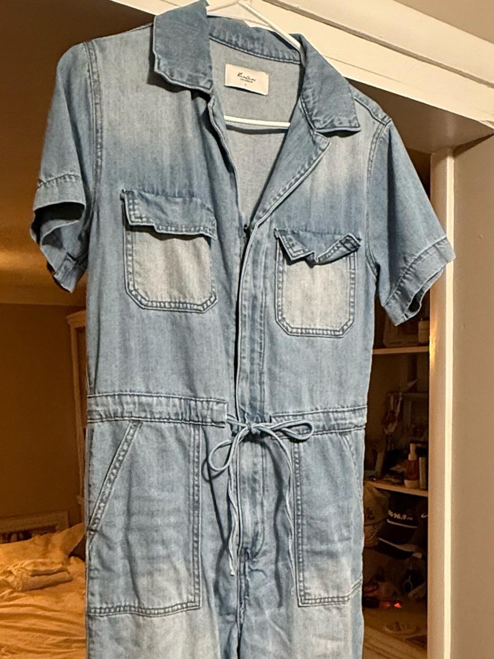 KanCan Light Blue Men's Straight-Leg Denim Jumpsuit